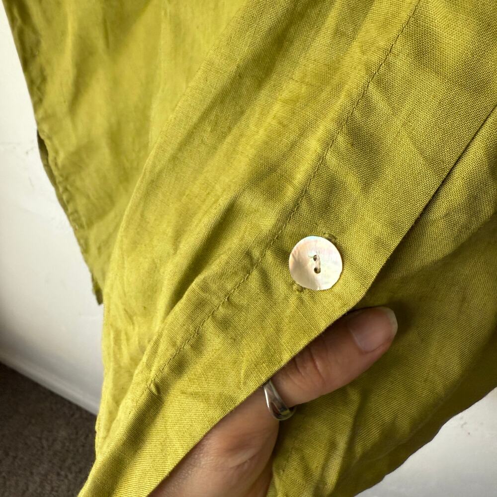 Pegasus 100% Linen Asymmetrical Tunic Top Green Reg One‎ Size Made in India - Picture 6 of 11